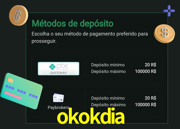 O cassino okokdia oferece uma grande variedade de métodos de pagamento